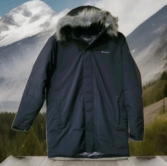 Moosejaw Mountaineering Love The Madness Hooded Down Parka Men's Sz Large/ Black - Picture 1 of 13